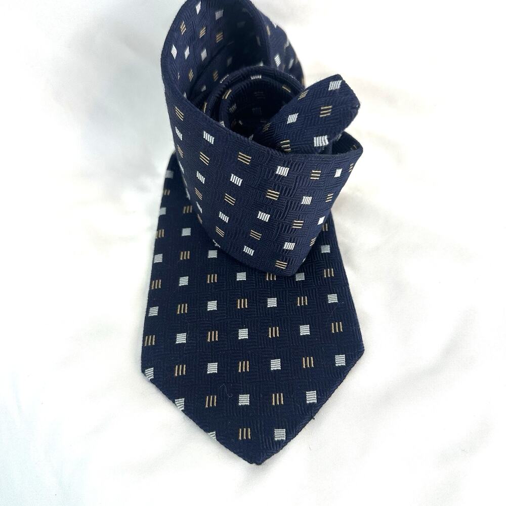 Vintage Brooks Brothers Makers Men’s Navy Geometric Silk Tie Made USA Preppy